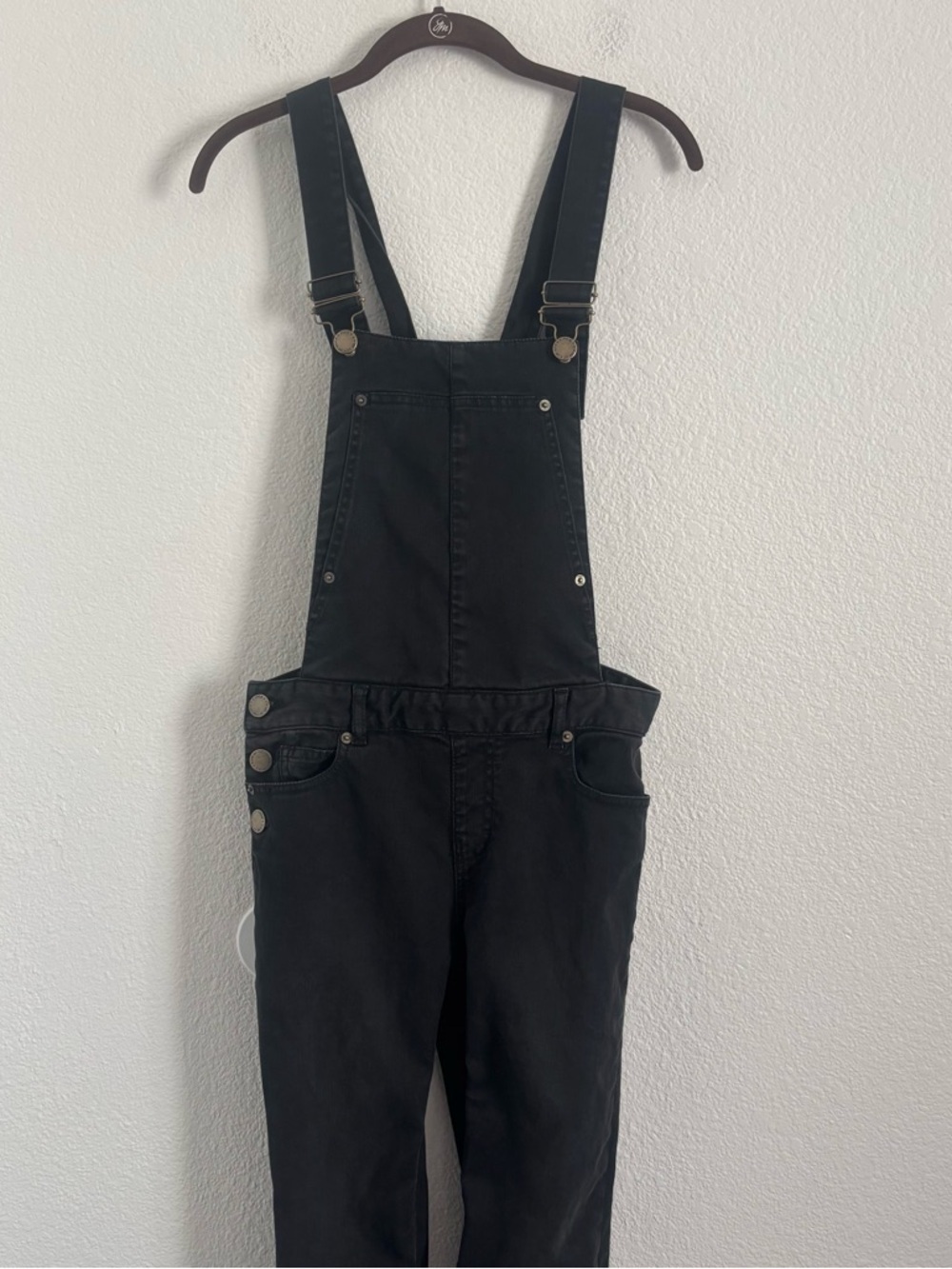 Maje Women's Black Pila Stretch Denim Overalls